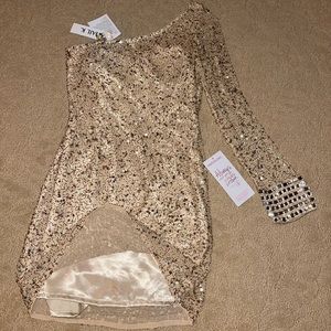 Shail K. one sleeve sequin dress